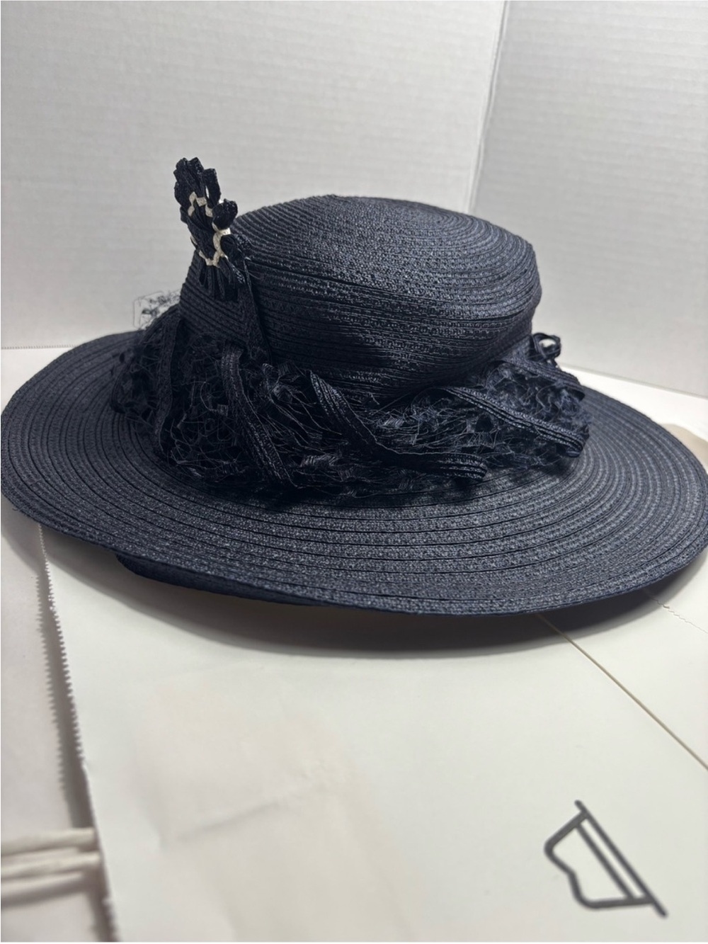Vintage Christian Dior
Chapeaux Navy Straw Wide
Brim Hat 1960s Paris New York - Picture 2 of 7